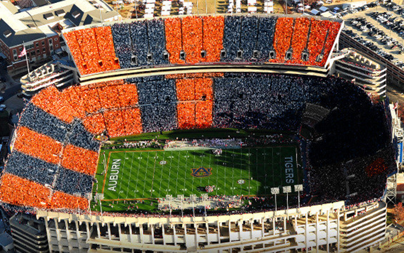 Stadium view looking at scoreboard